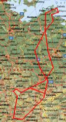 Flugroute an die Ostsee bis nach R�gen